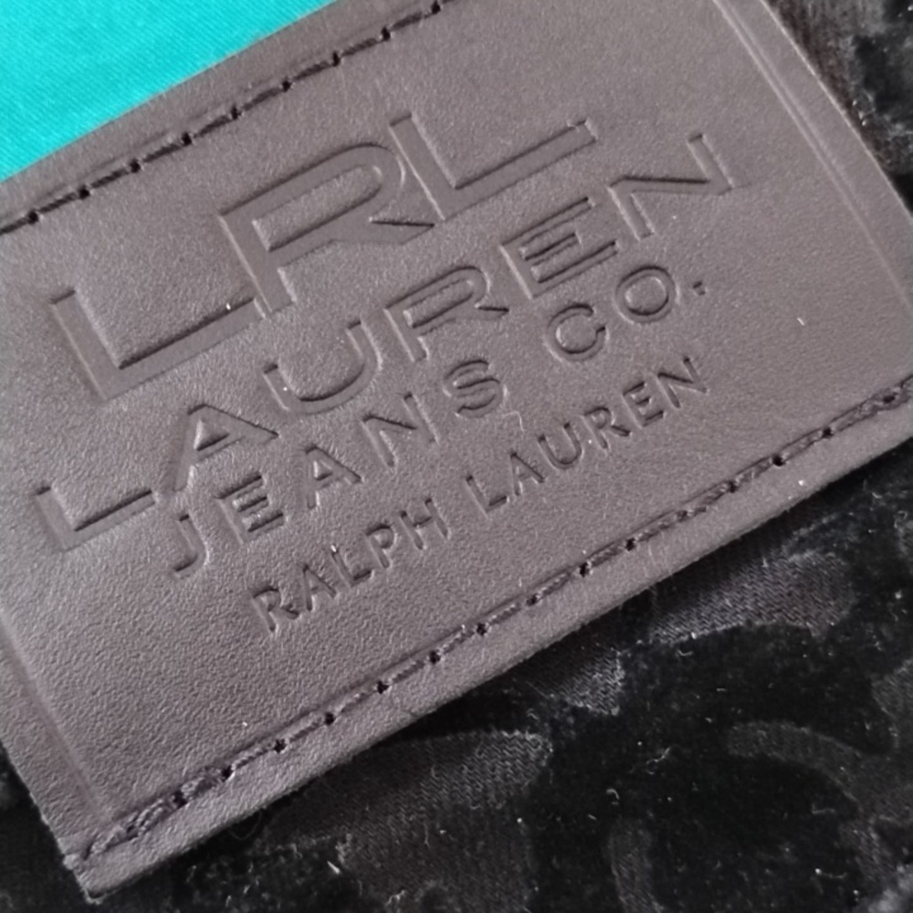 Lauren By Ralph Lauren Black Burnout Velvet Straight Leg Jeans Size 16 NWT - Picture 7 of 9